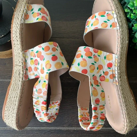 Cole Haan Pinch Sandals Marine Classic Espadrilles Fruit Print Size 7.5 B - Picture 14 of 16